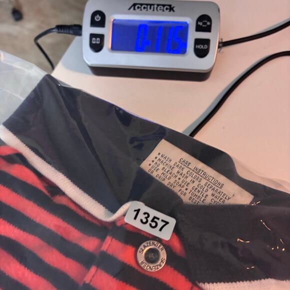 Slazenger Short Sleeve Polo Shirt Mens Large Orange Navy Blue Stripe Golf Casual - Picture 10 of 10